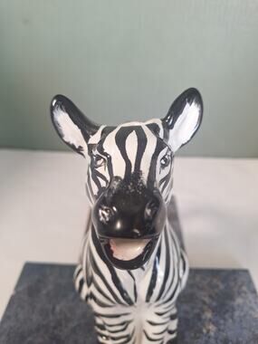 Vintage R.E.M.O Italy Ceramic Hand Painted Zebra Decanter Pitcher 1975